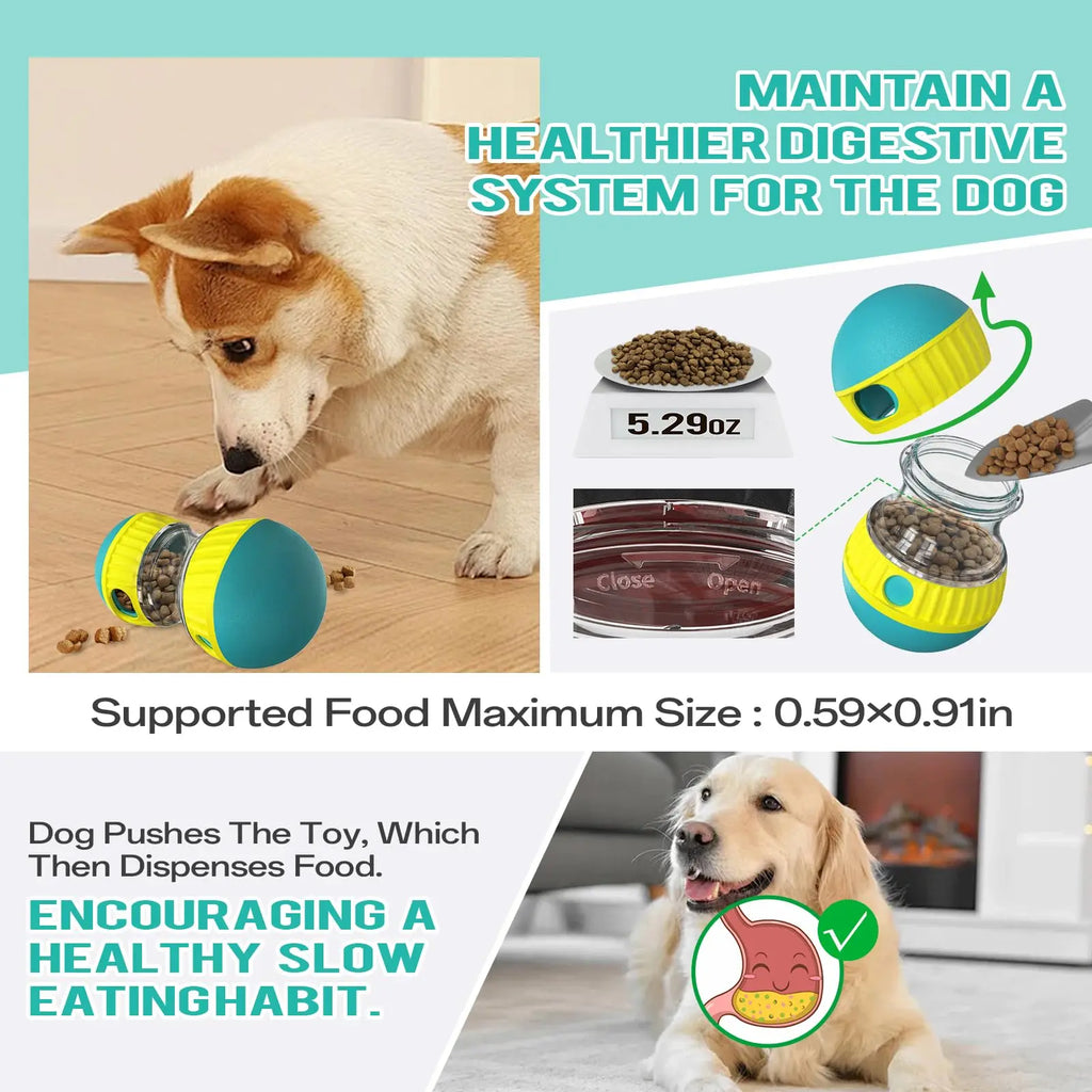 Interactive Dog Puzzle Toy - Adjustable Treat Dispensing Slow Feeder Ball - Durable Food-Grade ABS Material for Safe & Healthy Feeding
