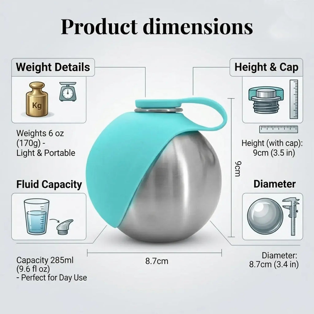 2-In-1 Portable Dog Water Bottle with Foldable Silicone Bowl, Bpa-Free Stainless Steel Pet Tumbler, Leak-Proof Travel Water Dispenser for Walking, Hiking & Road Trips(10Oz, Pink & Blue)