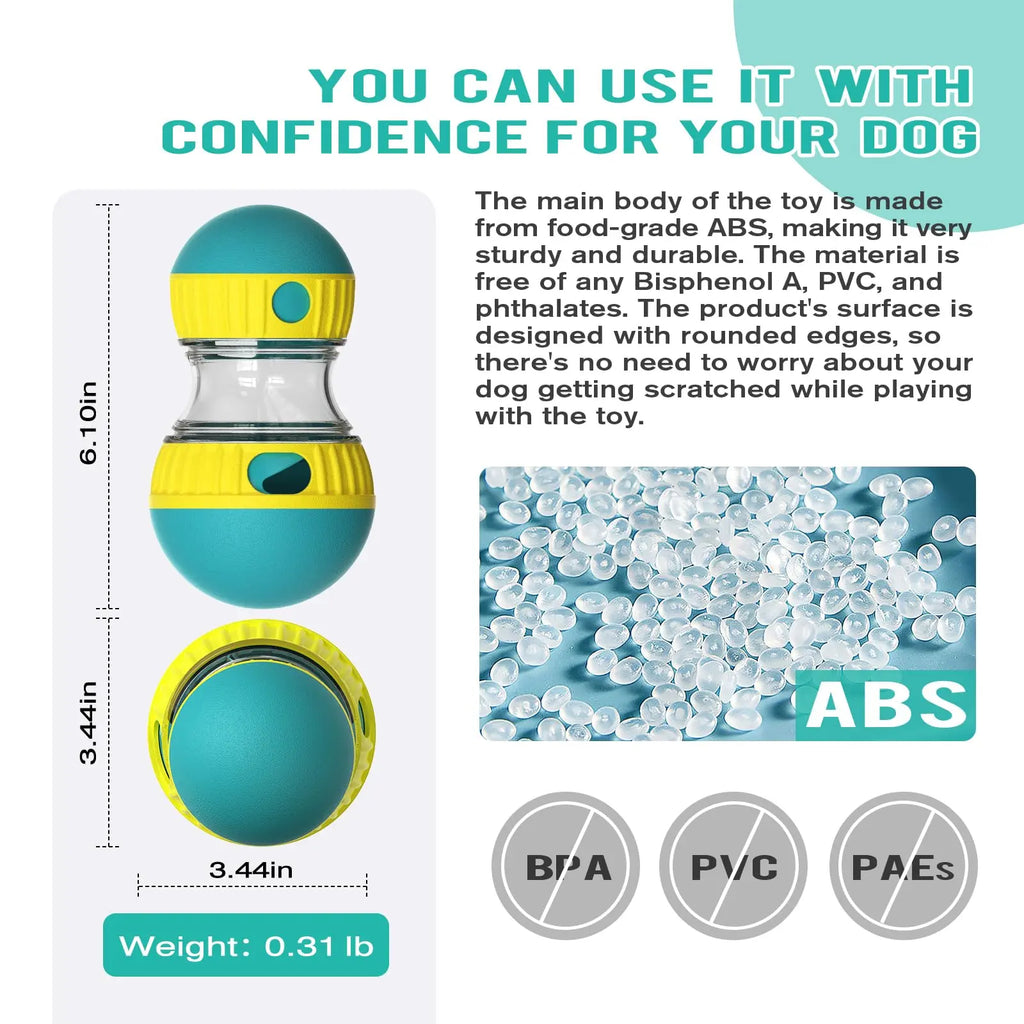 Interactive Dog Puzzle Toy - Adjustable Treat Dispensing Slow Feeder Ball - Durable Food-Grade ABS Material for Safe & Healthy Feeding