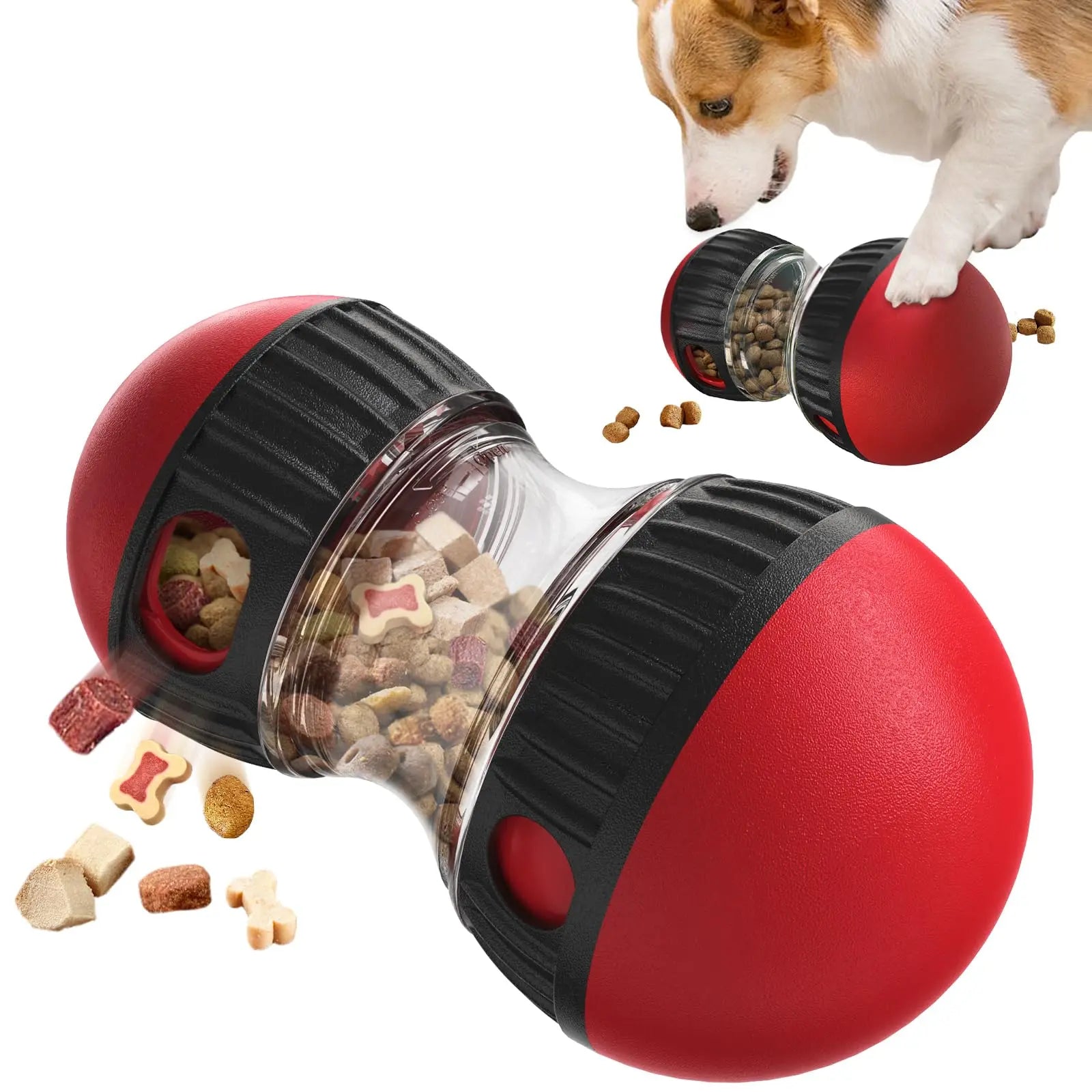 Interactive Dog Puzzle Toy - Adjustable Treat Dispensing Slow Feeder Ball - Durable Food-Grade ABS Material for Safe & Healthy Feeding